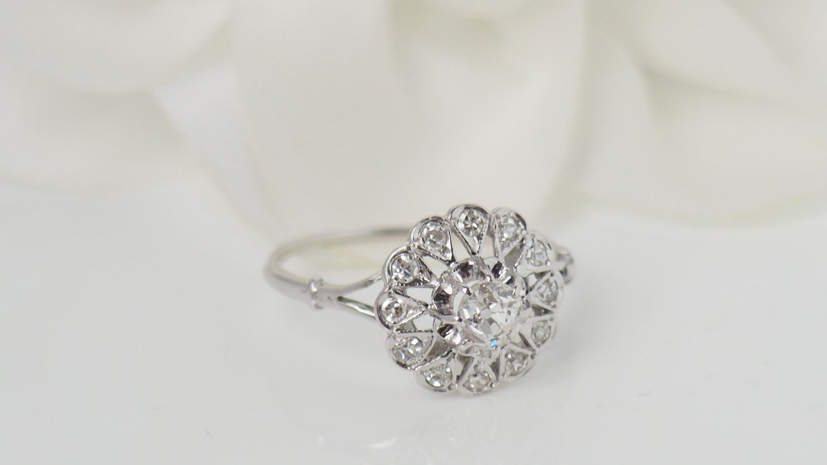 Bague Marguerite En Or Blanc Et Diamants-photo-3