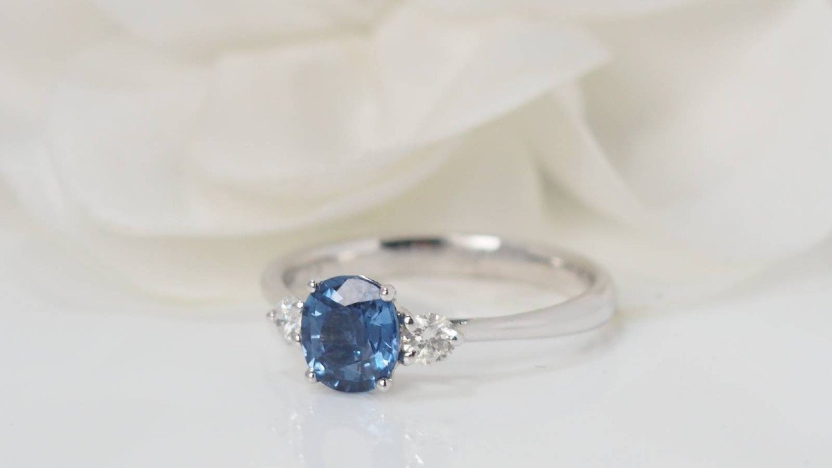 Ceylon Sapphire And Diamond Platinum Ring-photo-4