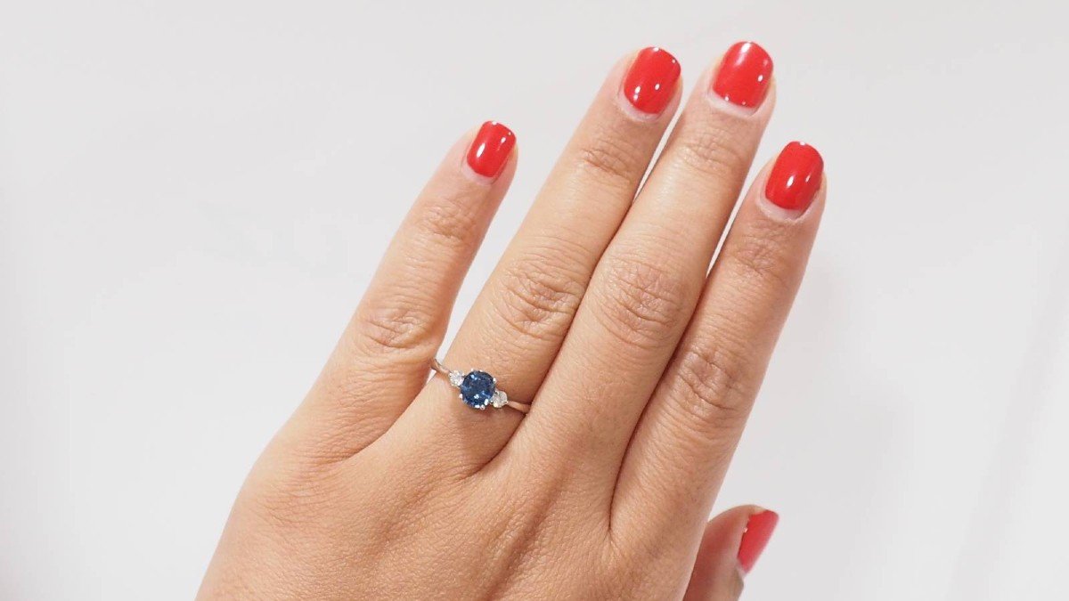 Ceylon Sapphire And Diamond Platinum Ring-photo-2