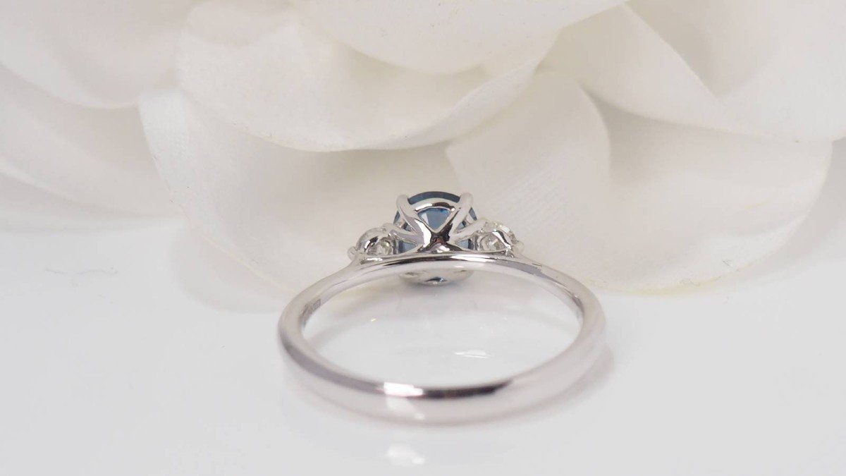 Ceylon Sapphire And Diamond Platinum Ring-photo-3