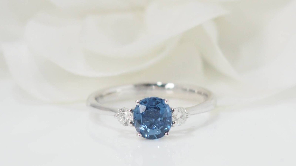 Ceylon Sapphire And Diamond Platinum Ring