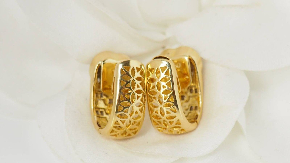  Boucles d'Oreilles En Or Jaune Rubis Et Diamants -photo-4