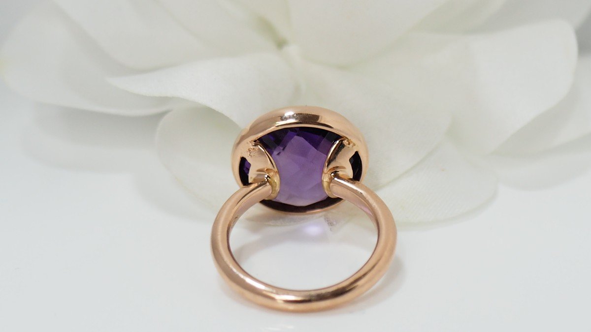Bague En Or Rose Et Améthyste Facettée-photo-1
