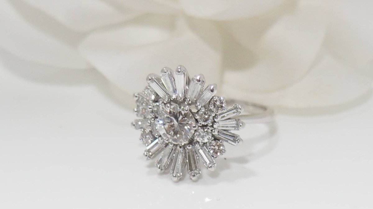 Bague Vintage En Or Blanc Et Diamants-photo-4