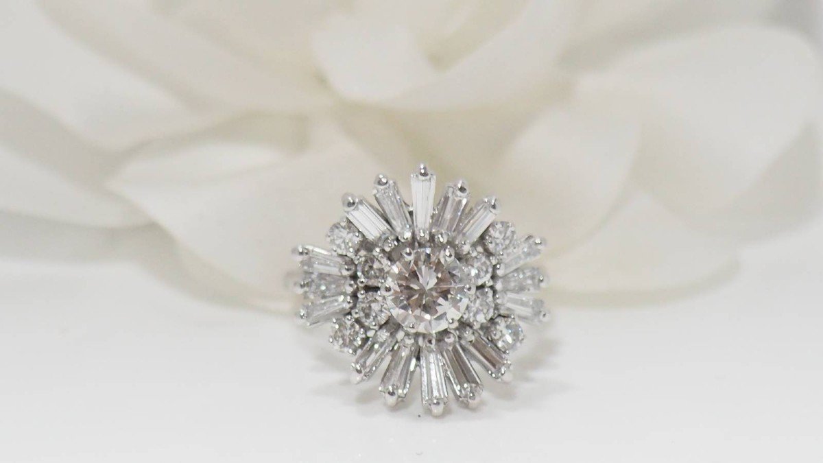 Bague Vintage En Or Blanc Et Diamants-photo-3