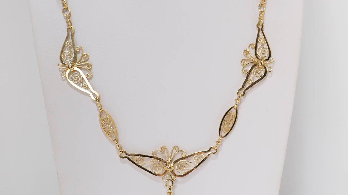 Collier Draperie En Or Jaune-photo-4