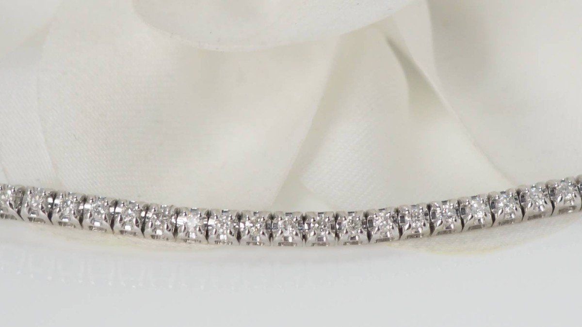 Bracelet Rivière En Or Blanc Et Diamants 1ct -photo-4