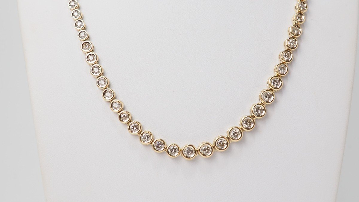 River Necklace In Yellow Gold And Diamonds-photo-2