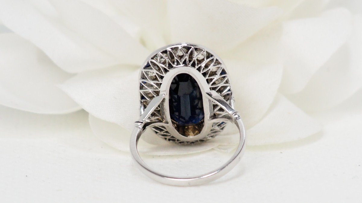 Bague Pompadour En Platine, Saphir Et Diamants-photo-1