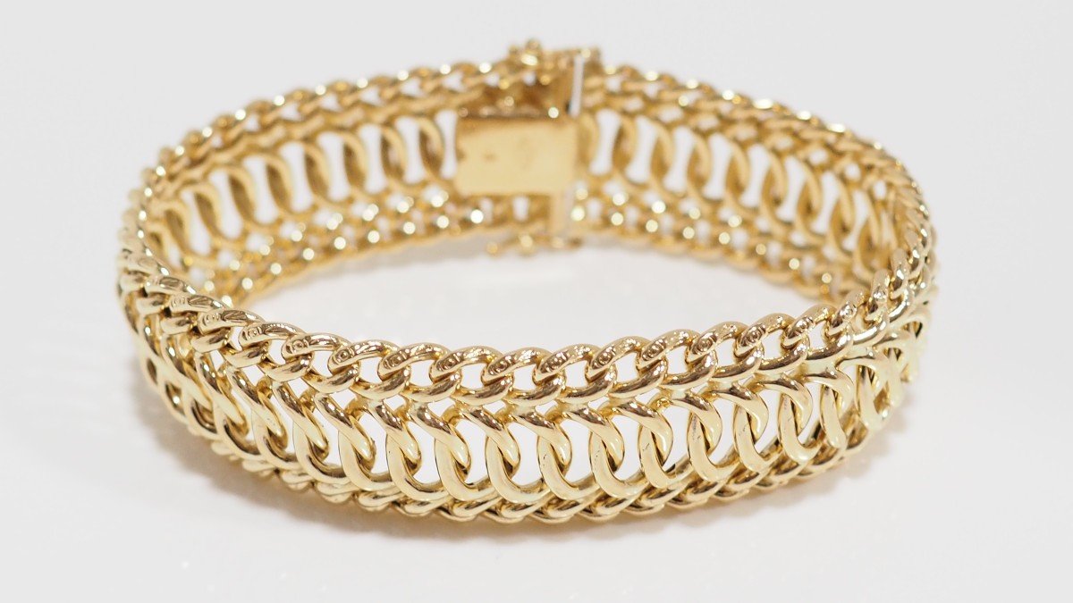 Bracelet Maille Américaine En Or Jaune-photo-2