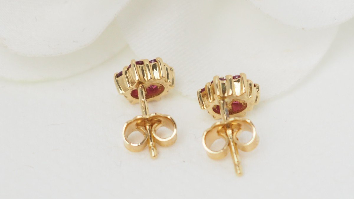 Earrings In Yellow Gold, Ruby And Diamonds-photo-1
