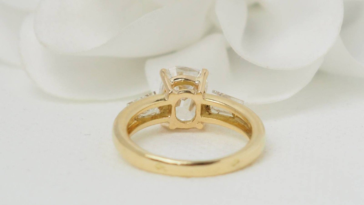 Certified 2cts Cushion Cut Diamond And Yellow Gold Ring-photo-5
