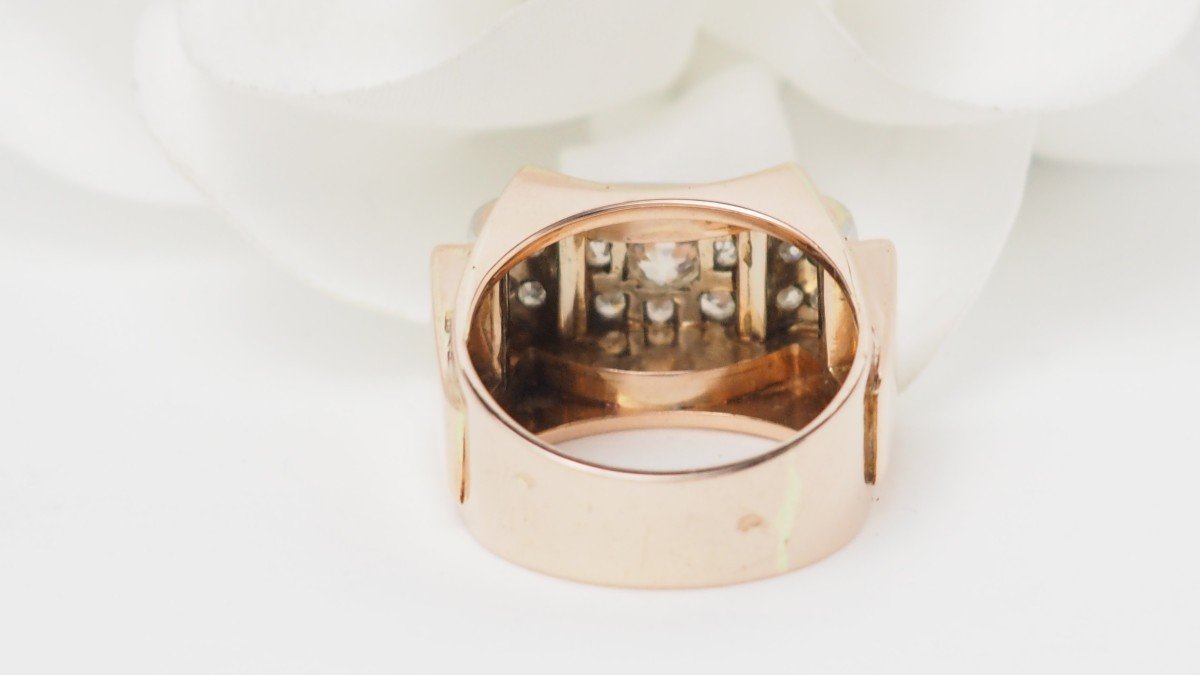 Bague Tank En Or Rose Et Diamants -photo-2