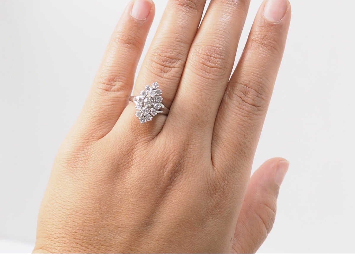 Bague Marquise En Or Blanc Et Diamants-photo-2