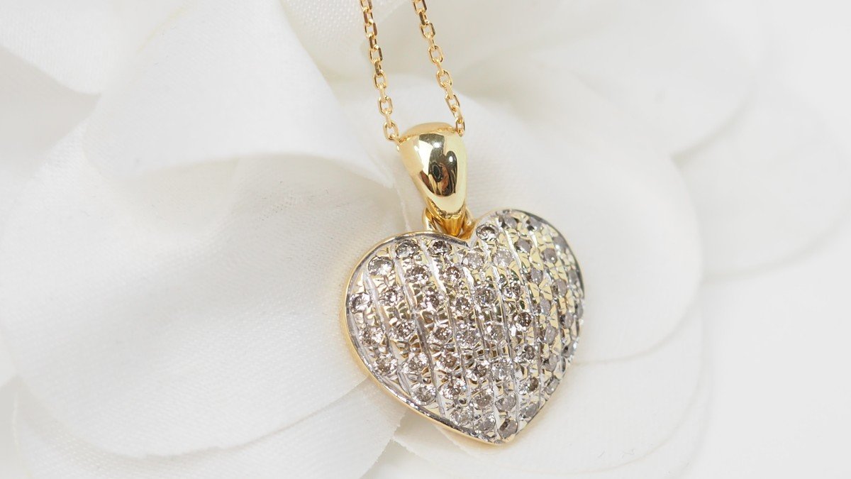 Heart Necklace In Yellow Gold And Diamonds-photo-1