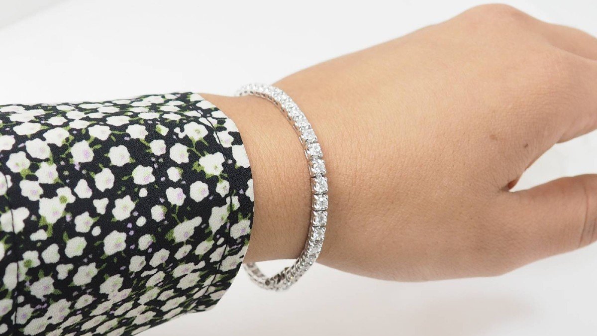 Bracelet Rivière En Or Blanc Et Diamants 4cts-photo-3