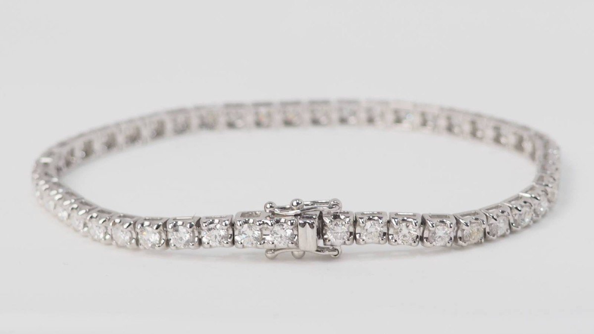 Bracelet Rivière En Or Blanc Et Diamants 4cts-photo-1