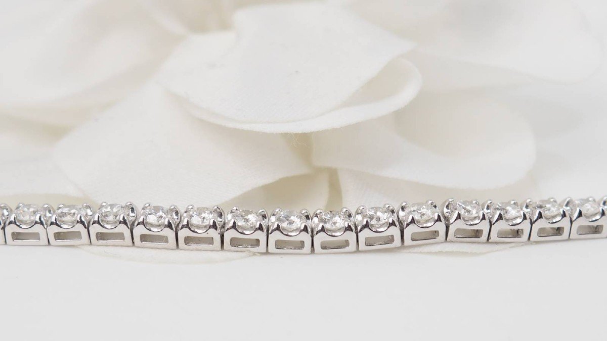Bracelet Rivière En Or Blanc Et Diamants 4cts-photo-2