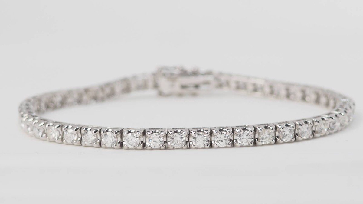 Bracelet Rivière En Or Blanc Et Diamants 4cts-photo-3