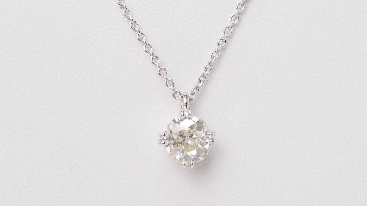 Collier Solitaire En Or Blanc Et Diamant 1,40ct-photo-4