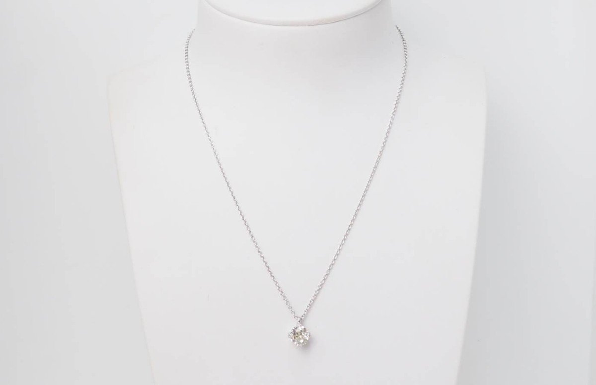 Solitaire Necklace In White Gold And 1.40ct Diamond