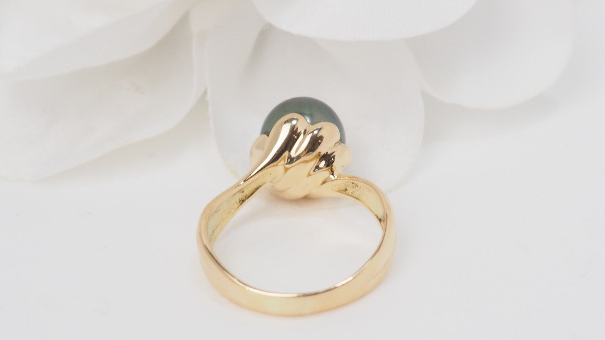 Ring In Yellow Gold And Tahitian Cultured Pearl-photo-1
