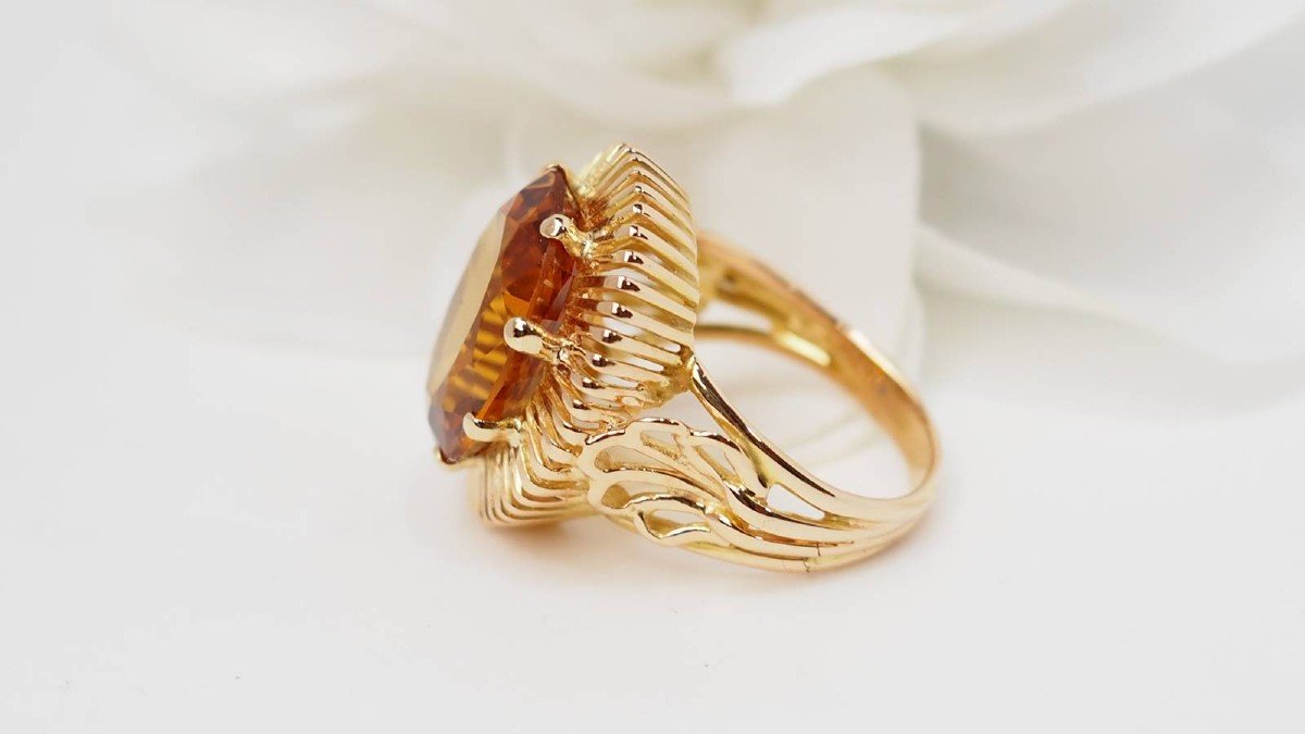 Vintage Ring In Yellow Gold And Oval Citrine-photo-2