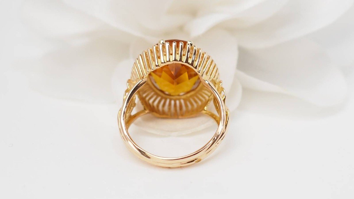 Vintage Ring In Yellow Gold And Oval Citrine-photo-3