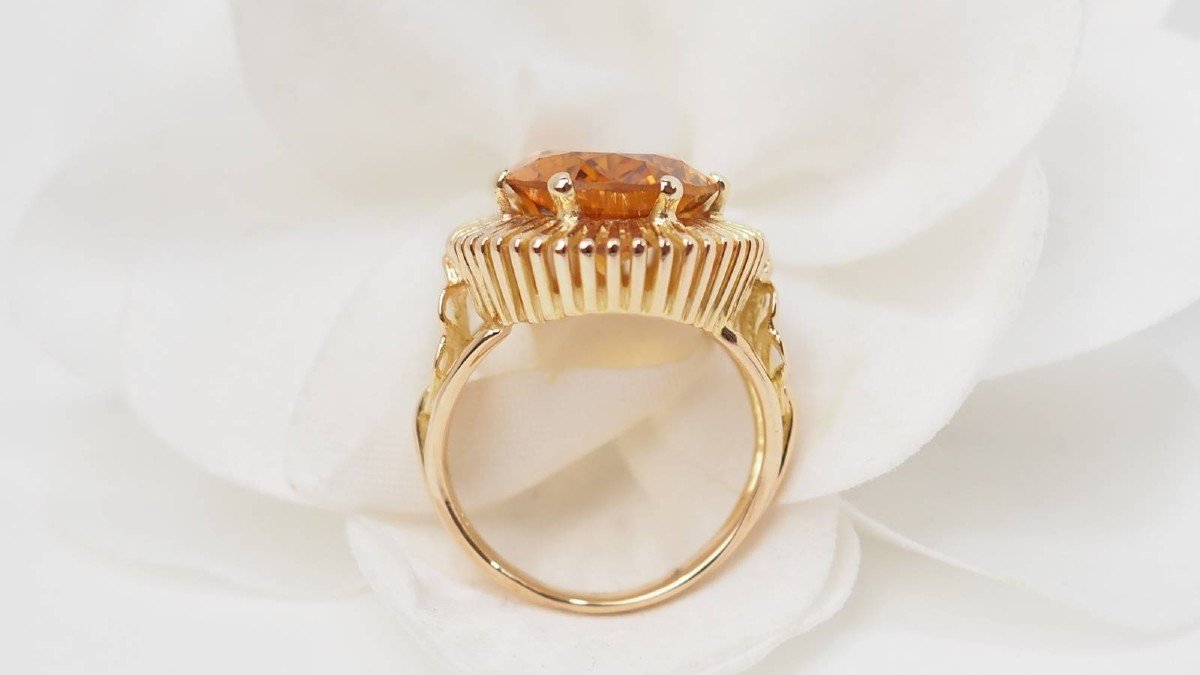 Vintage Ring In Yellow Gold And Oval Citrine-photo-4