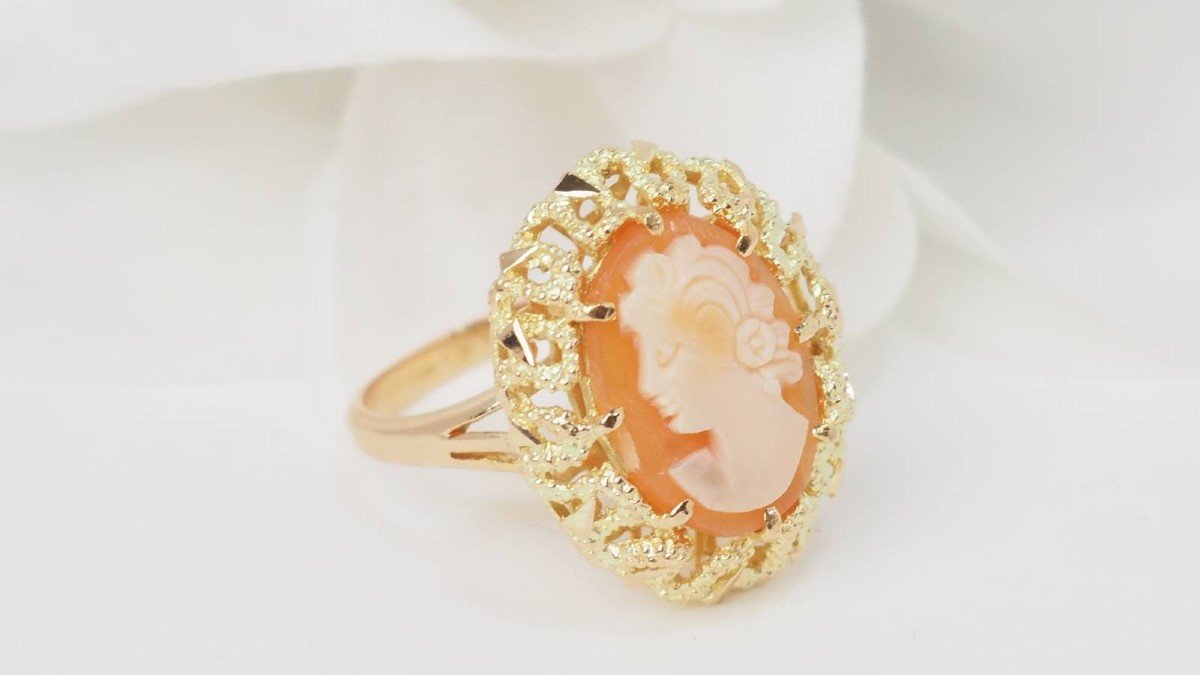 Vintage Ring In Yellow Gold And Cameo -photo-4