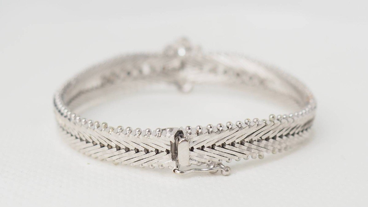 Bracelet Ancien En Or Blanc Et Diamants -photo-1