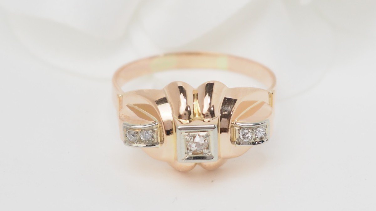 Tank Ring In Rose And White Gold, Diamonds-photo-3