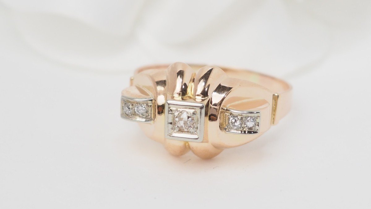 Tank Ring In Rose And White Gold, Diamonds-photo-4