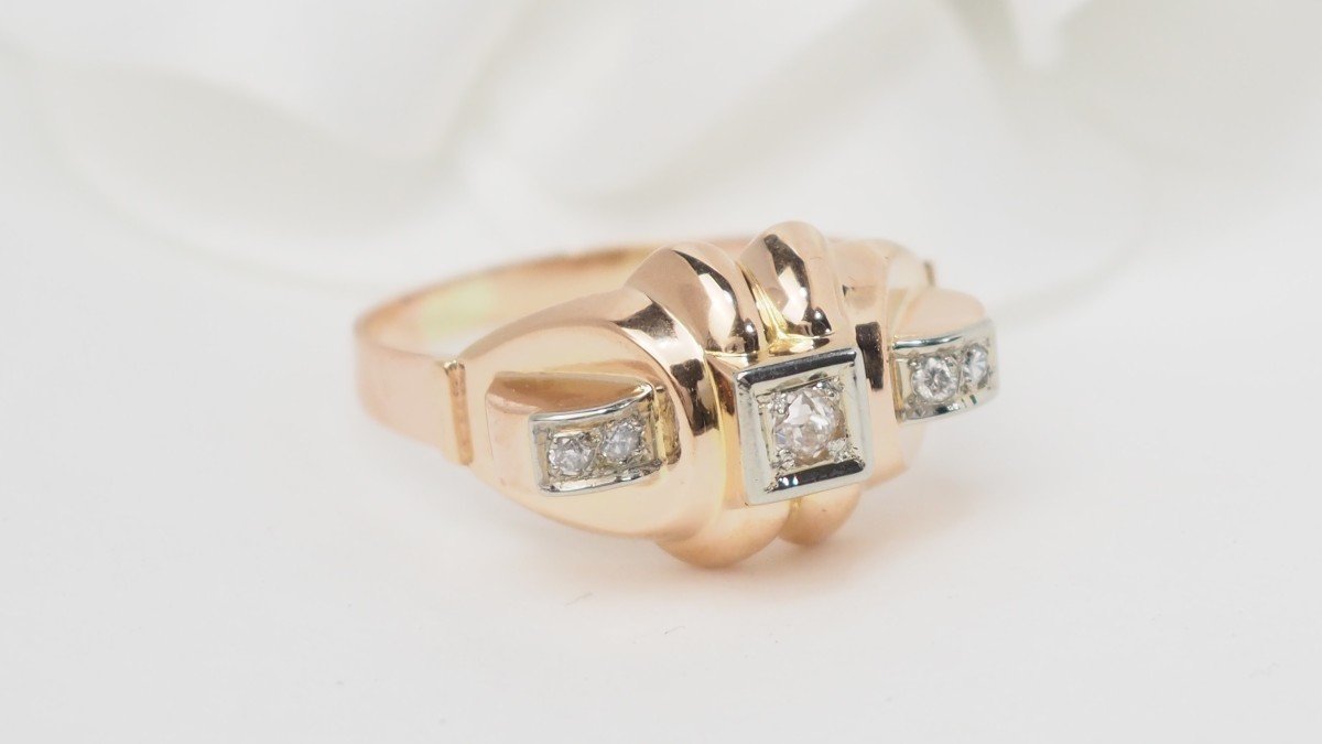 Tank Ring In Rose And White Gold, Diamonds-photo-1