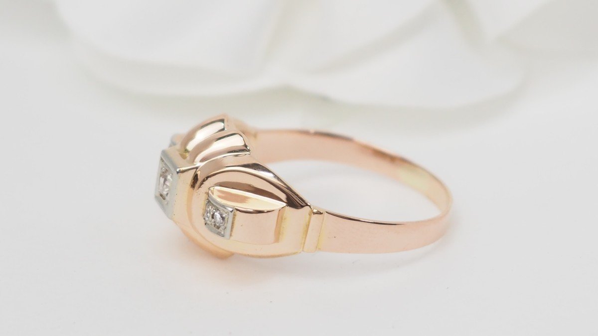 Tank Ring In Rose And White Gold, Diamonds-photo-2