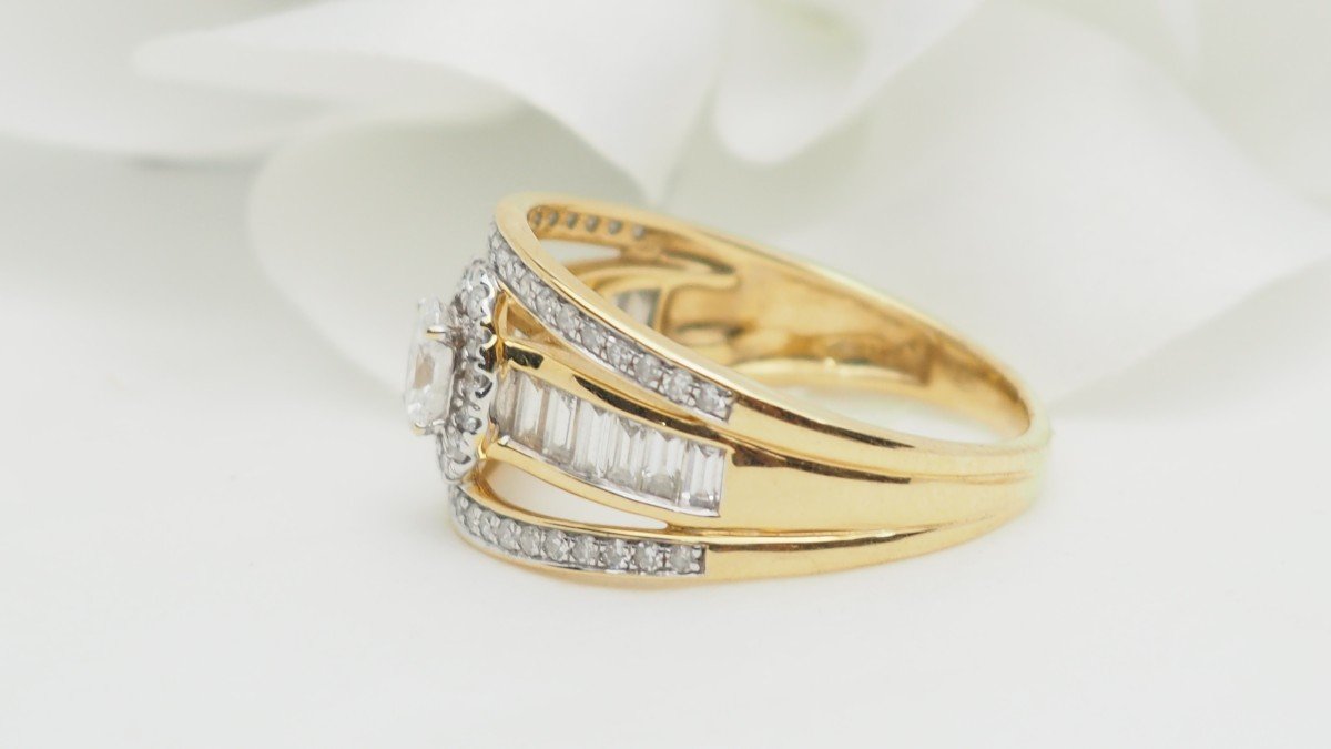 Bague Solitaire En Or Jaune Et Diamant Certifié-photo-1