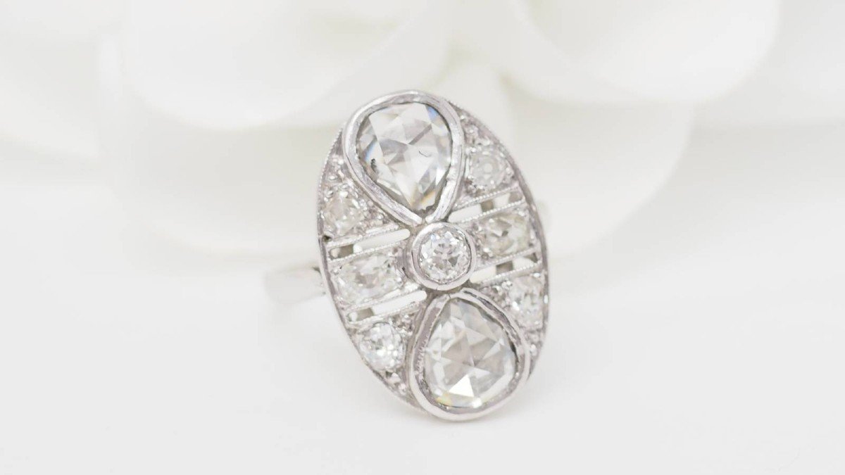 Bague Art Déco En Or Blanc Et Diamants -photo-4