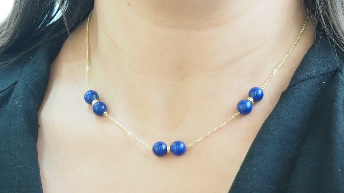 Yellow Gold And Lapis Lazuli Necklace-photo-2