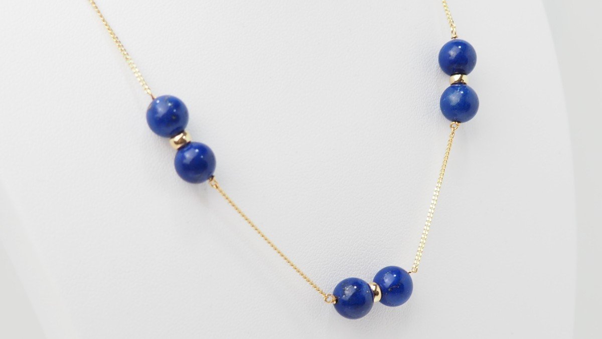 Yellow Gold And Lapis Lazuli Necklace-photo-4