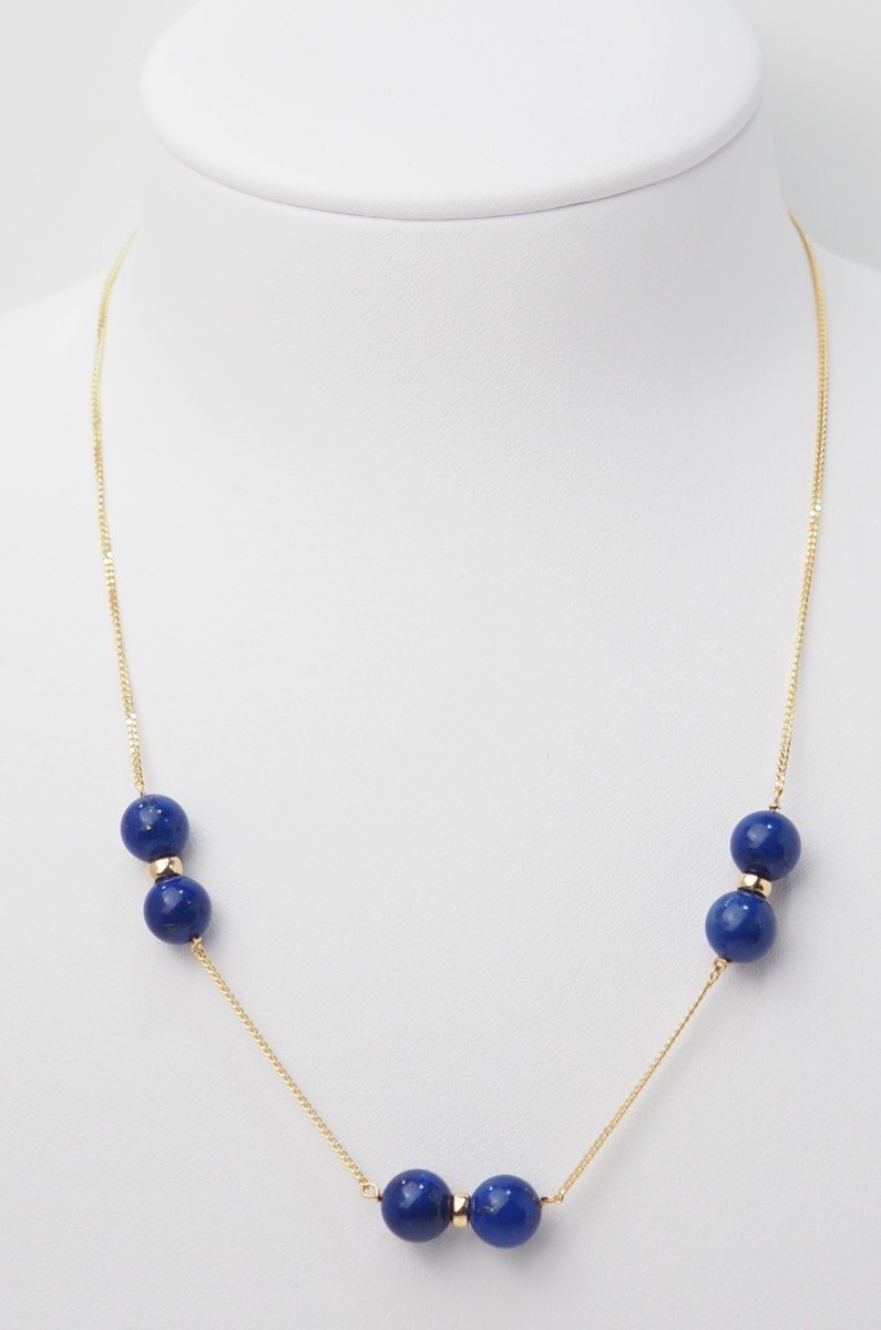 Yellow Gold And Lapis Lazuli Necklace-photo-1