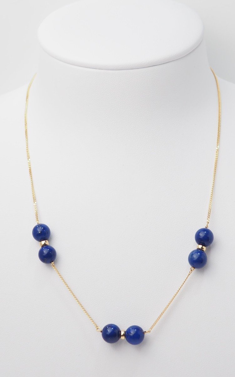 Yellow Gold And Lapis Lazuli Necklace