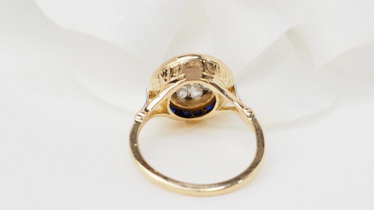 Bague Ancienne En Or Jaune, Diamants Et Saphirs -photo-1