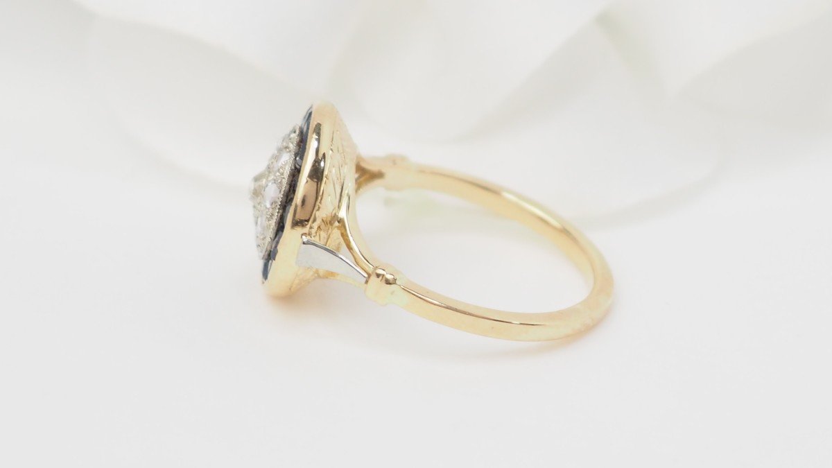 Bague Ancienne En Or Jaune, Diamants Et Saphirs -photo-2