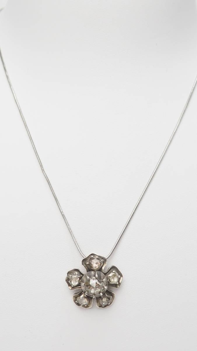 Collier Napoléon III En Or Et Argent, Diamants -photo-4
