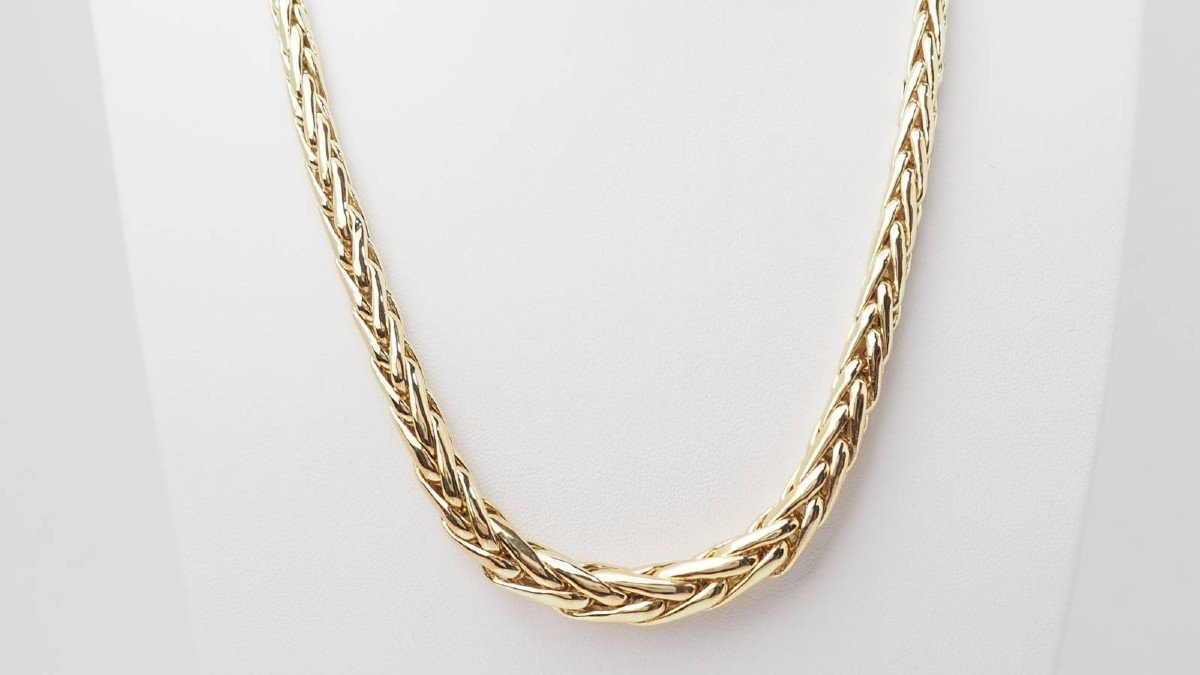 Collier Maille Plamier En Or Jaune -photo-4