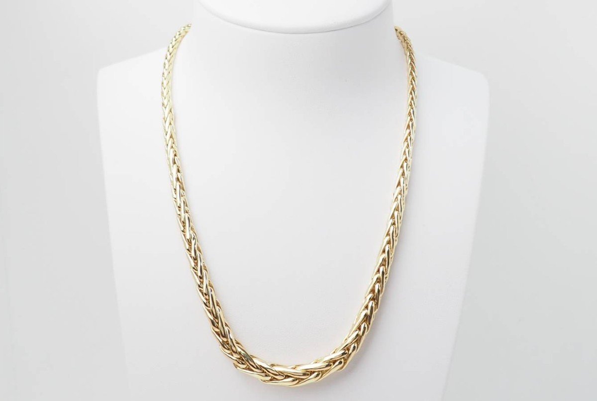 Collier Maille Plamier En Or Jaune 