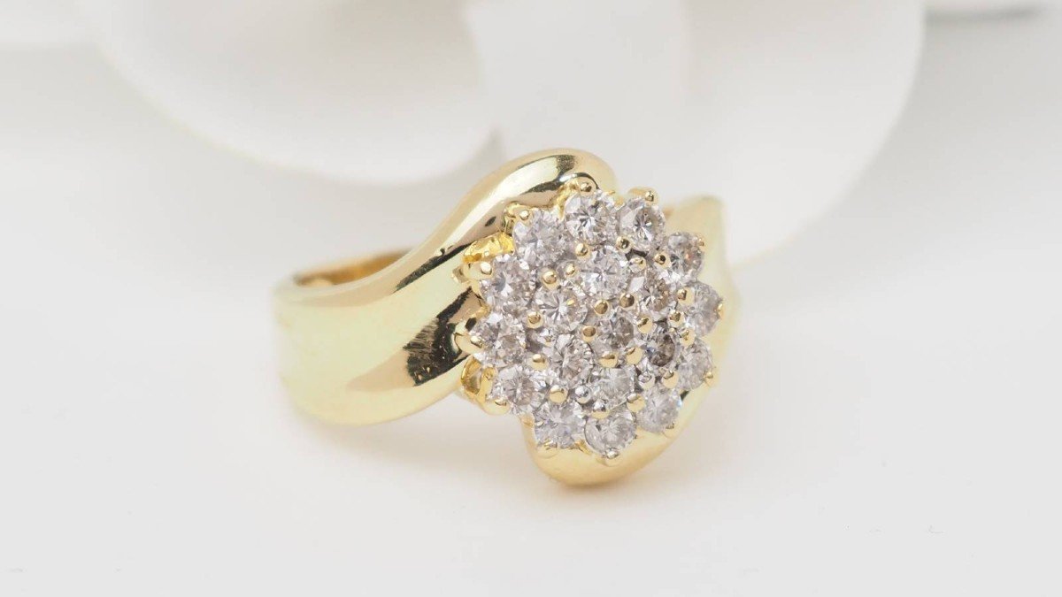 Yellow Gold And Diamond Paved Ring-photo-4