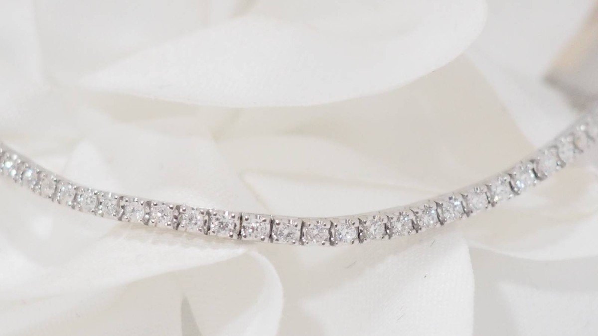 Bracelet Rivière En Or Blanc Et Diamants 1ct