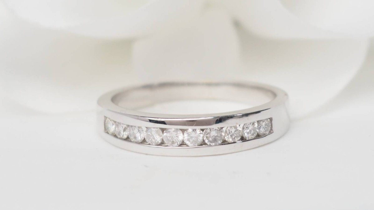 Demi Alliance En Or Blanc Et Diamants 0.25ct-photo-2