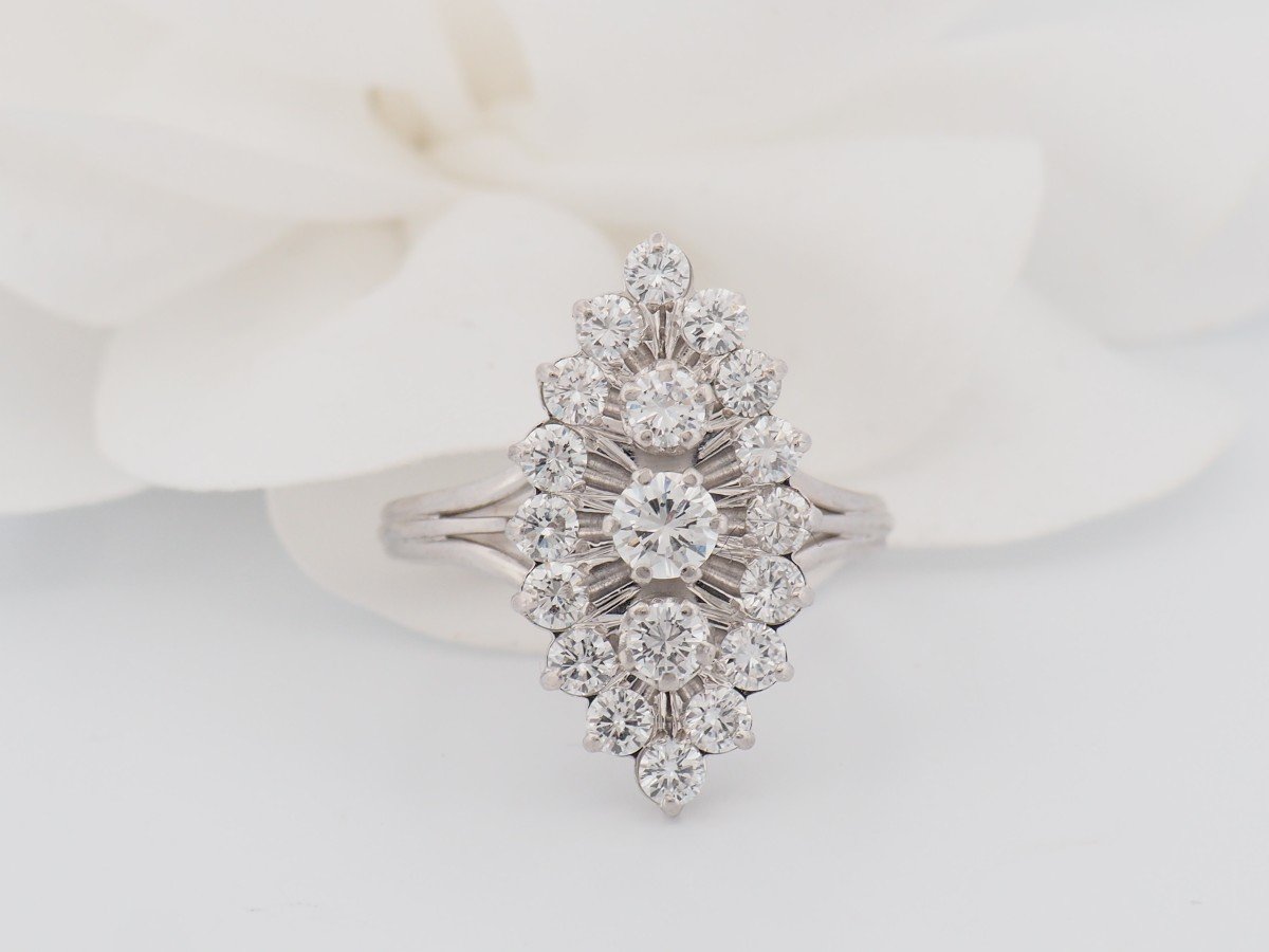Marquise Ring In White Gold And Diamonds 1.20ct 